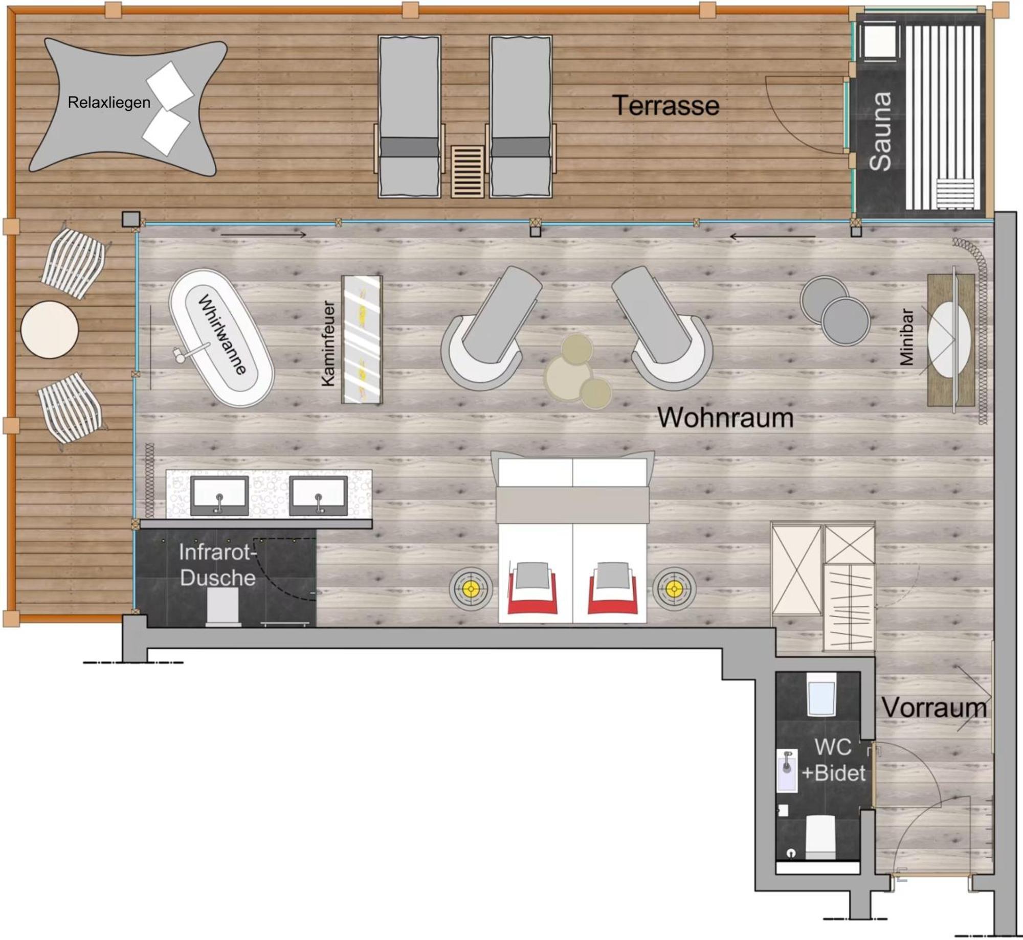 Deluxe Suite mit Sauna und Whirlpool